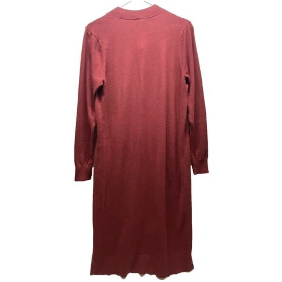 Torrid Open Front Cardigan Women's 00 M/L Maroon Tight Knit Duster Pockets EUC - Picture 6 of 10